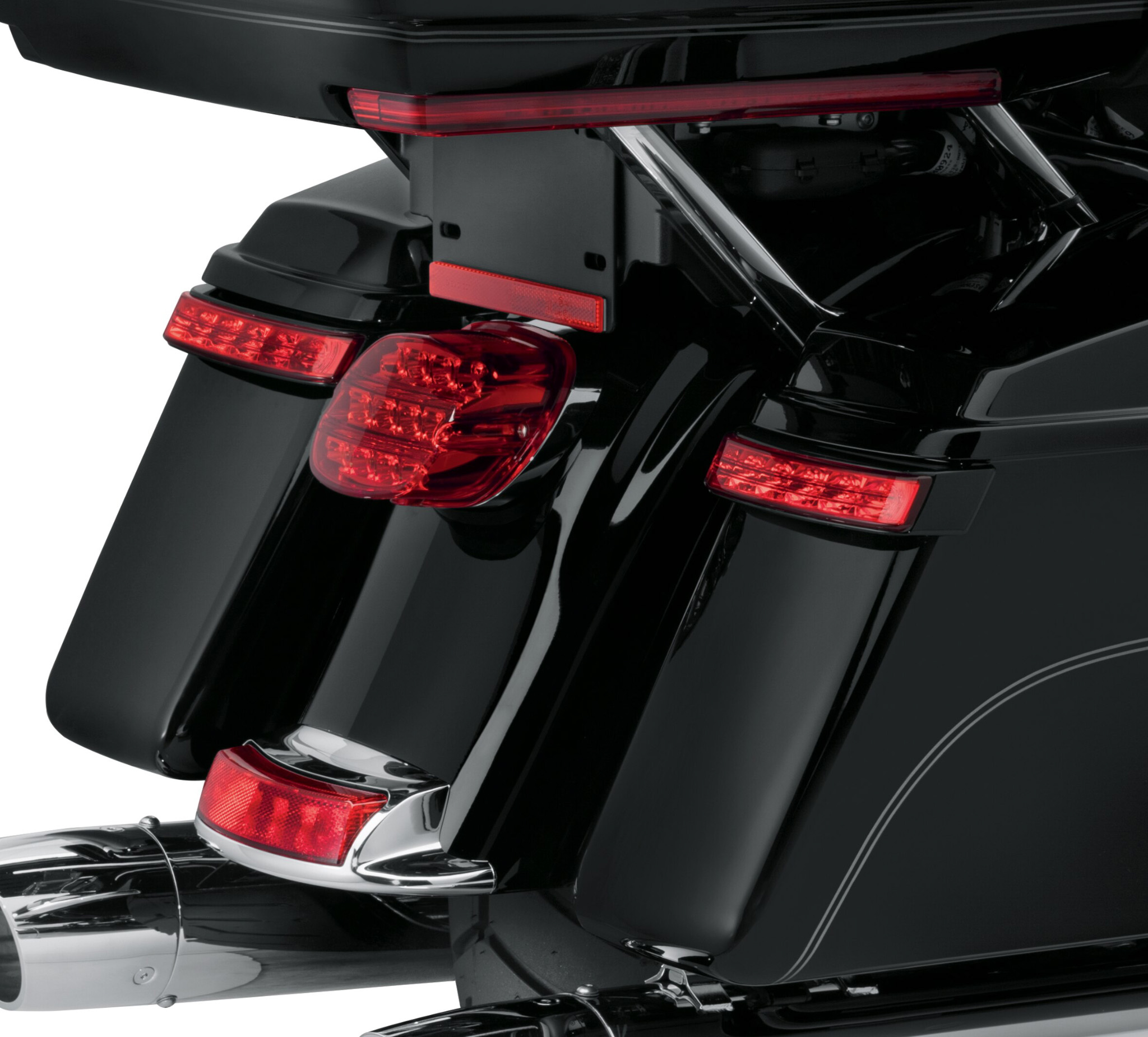 LED Saddlebag Run/Brake/Turn Lamp Light Black Housing/Smoke Len For 14-up Harley